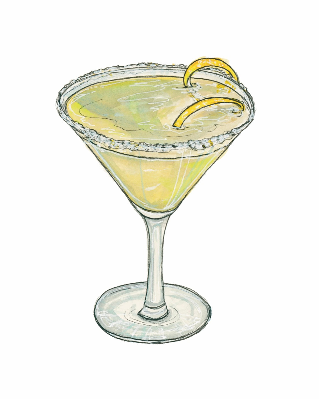 Lemon Drop Cocktail Art Print