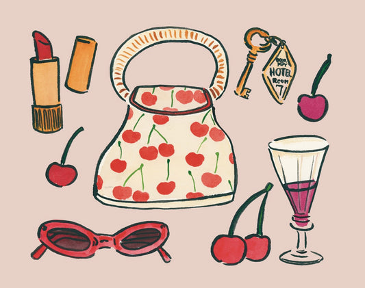 Cherries and Accessories Art Print