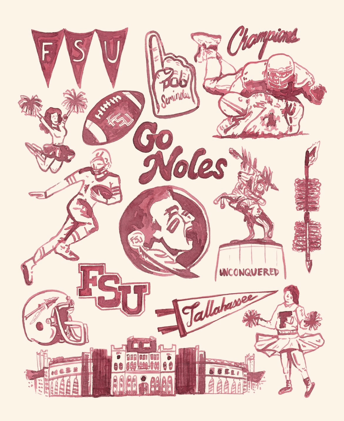 FSU Vintage Gameday Tailgate Print