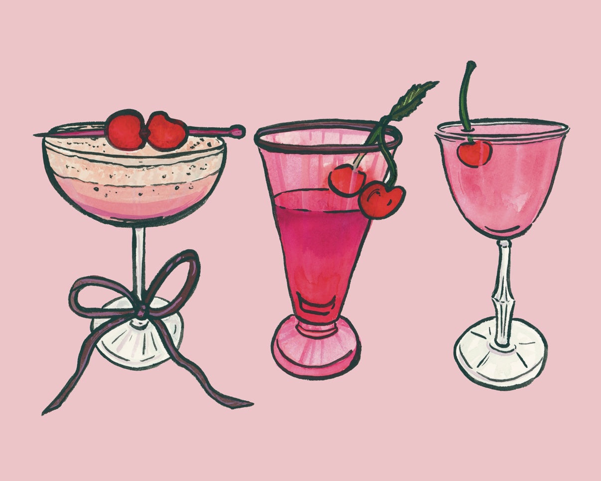 Cherry Cheers! Pink Cocktails Art Print