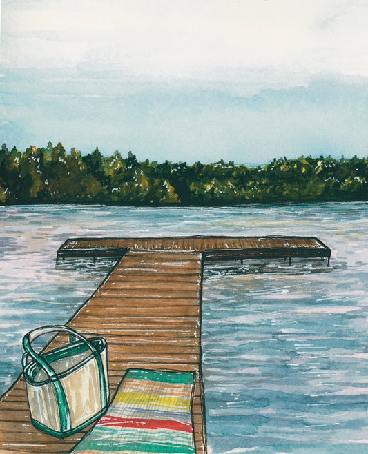 Meet Me at the Lake! Dock on the Lake Art Print