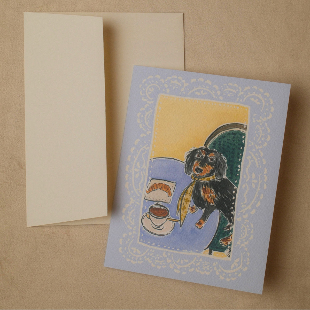 Café Dachshund Greeting Card