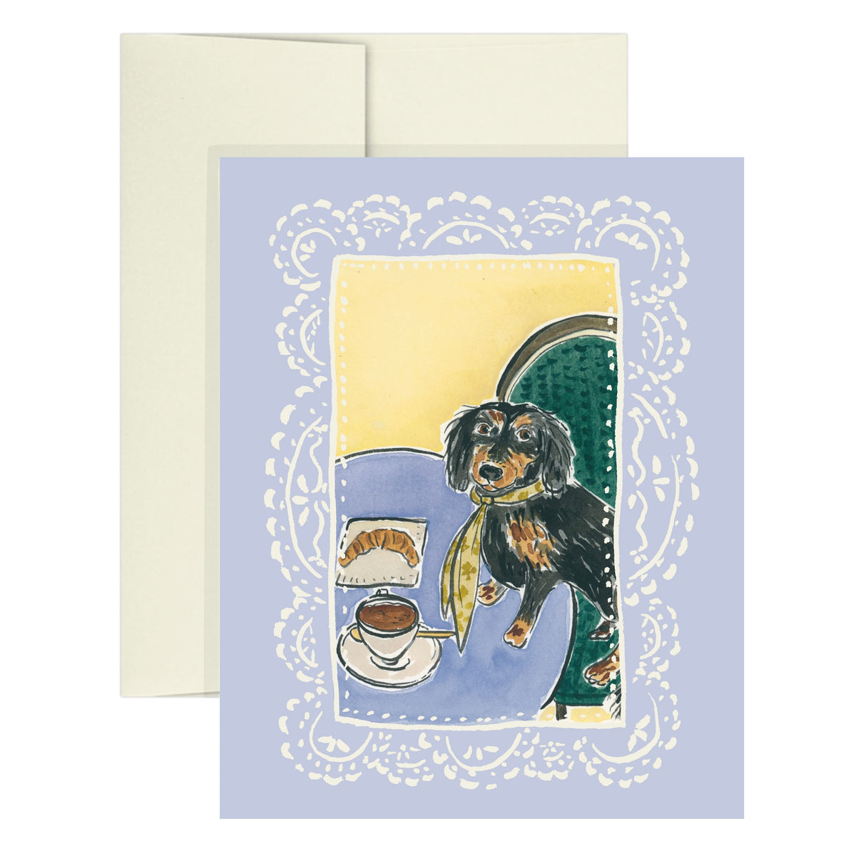 Café Dachshund Greeting Card