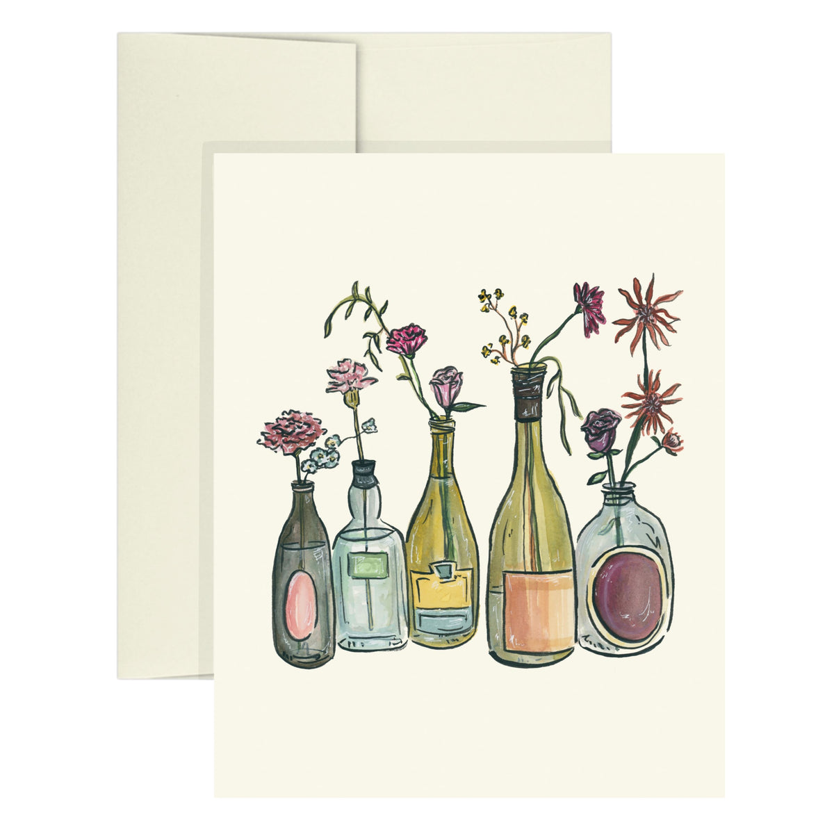 Wine and Flowers Greeting Card