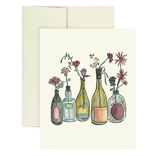 Wine and Flowers Greeting Card