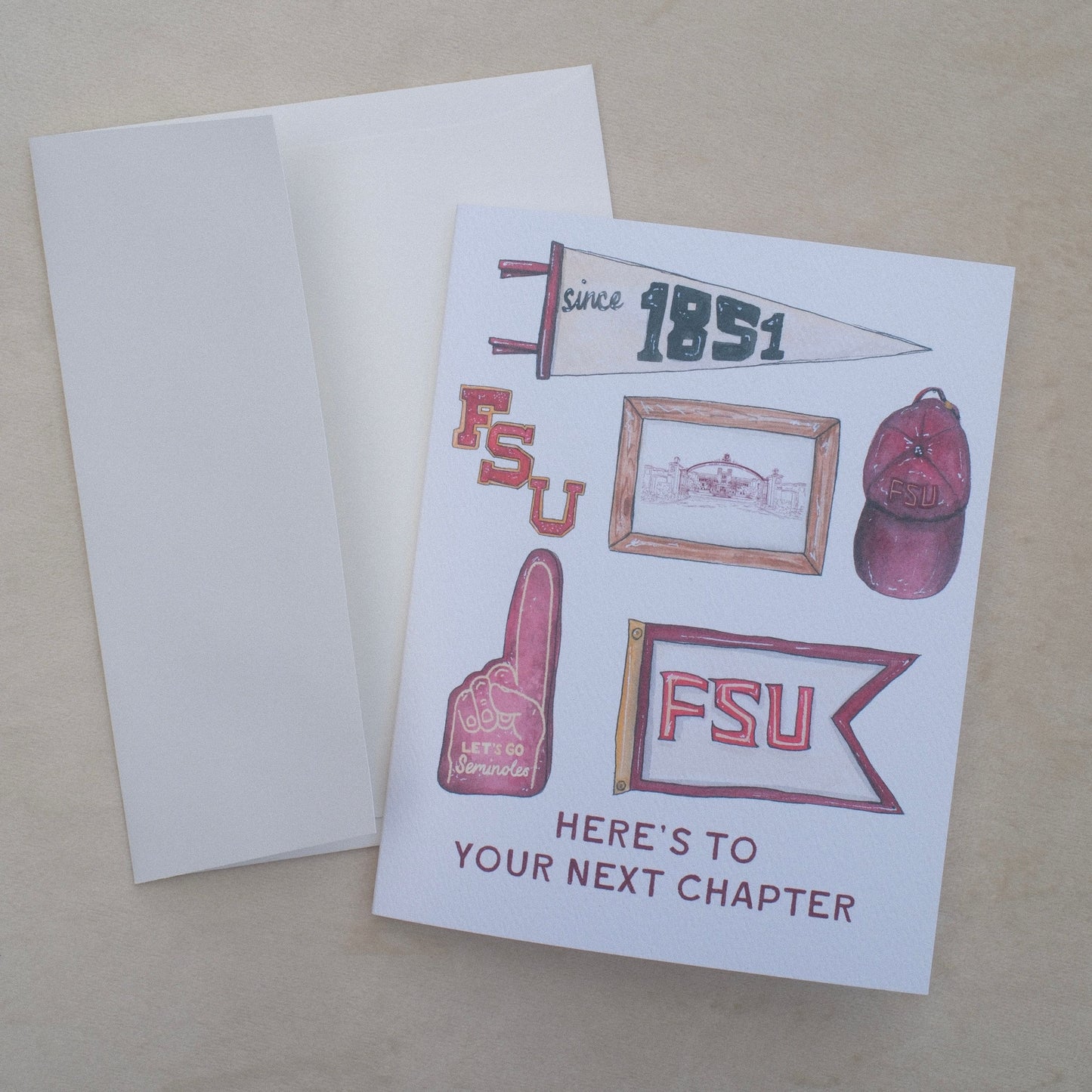 "Here's to your next chapter" FSU Greeting Card