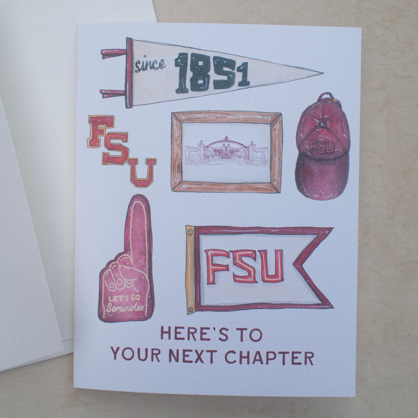 "Here's to your next chapter" FSU Greeting Card