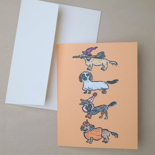 Hallo-weenies Dachshund Halloween Greeting Card