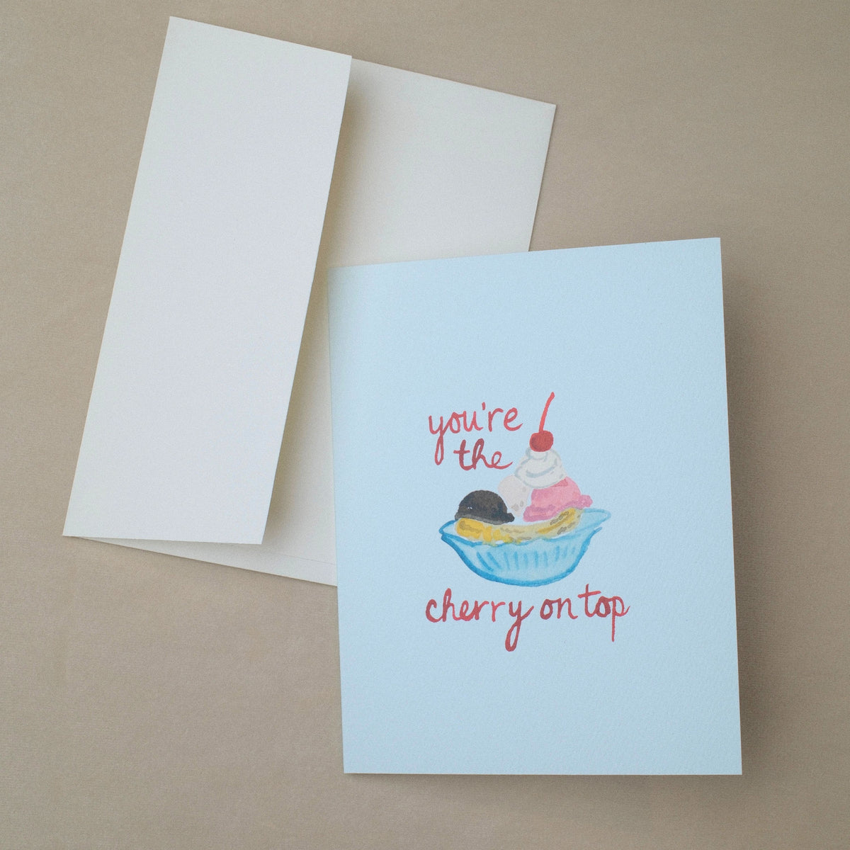 "you're the cherry on top" Banana Split Icon Greeting Card