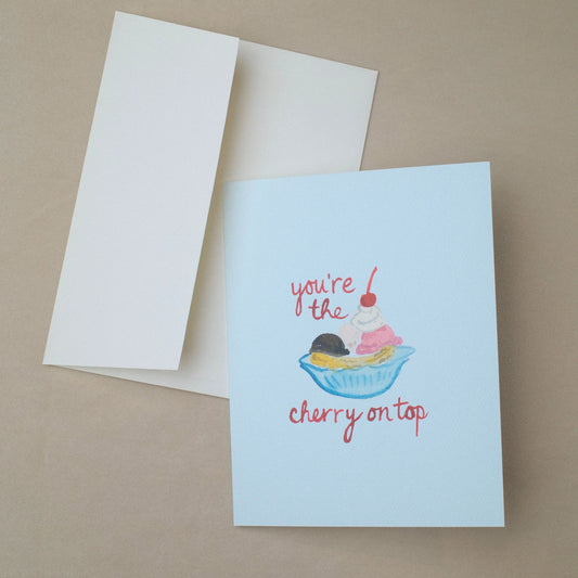 "you're the cherry on top" Banana Split Icon Greeting Card