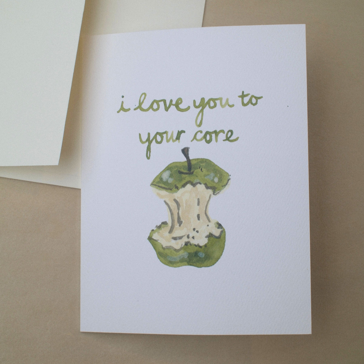 "i love you to your core" Apple Core Icon Greeting Card