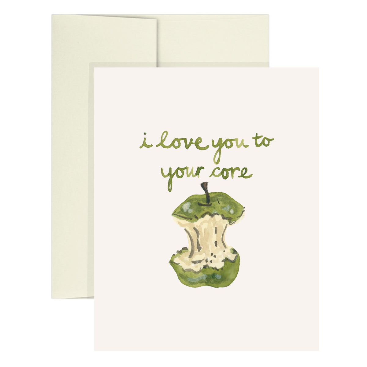 "i love you to your core" Apple Core Icon Greeting Card