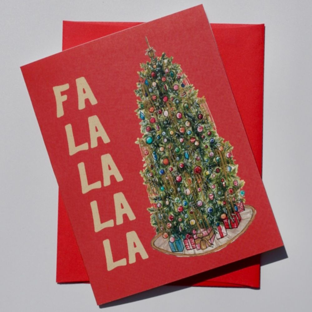 Tinsel Tree "FA LA LA LA LA" Holiday Card + Envelope