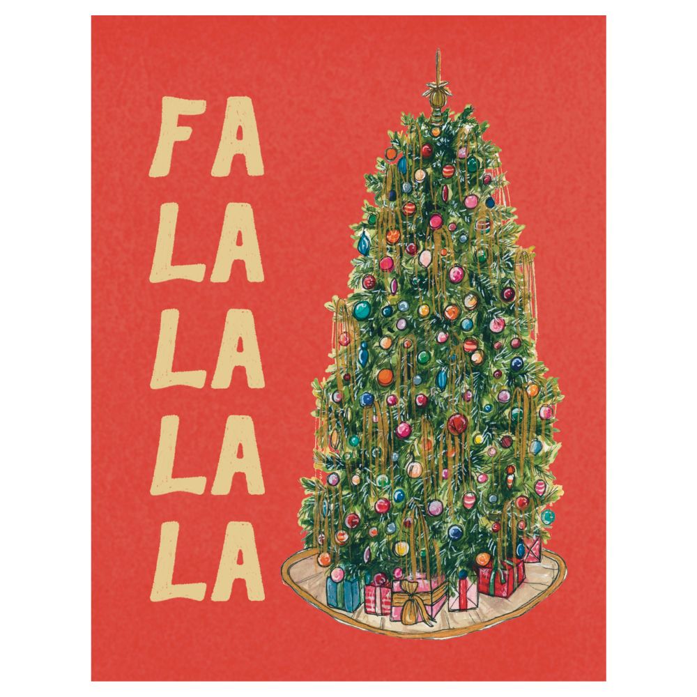 Tinsel Tree "FA LA LA LA LA" Holiday Card + Envelope