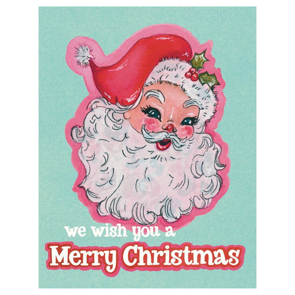 Vintage Santa "We Wish You a Merry Christmas" Holiday Card + Envelope