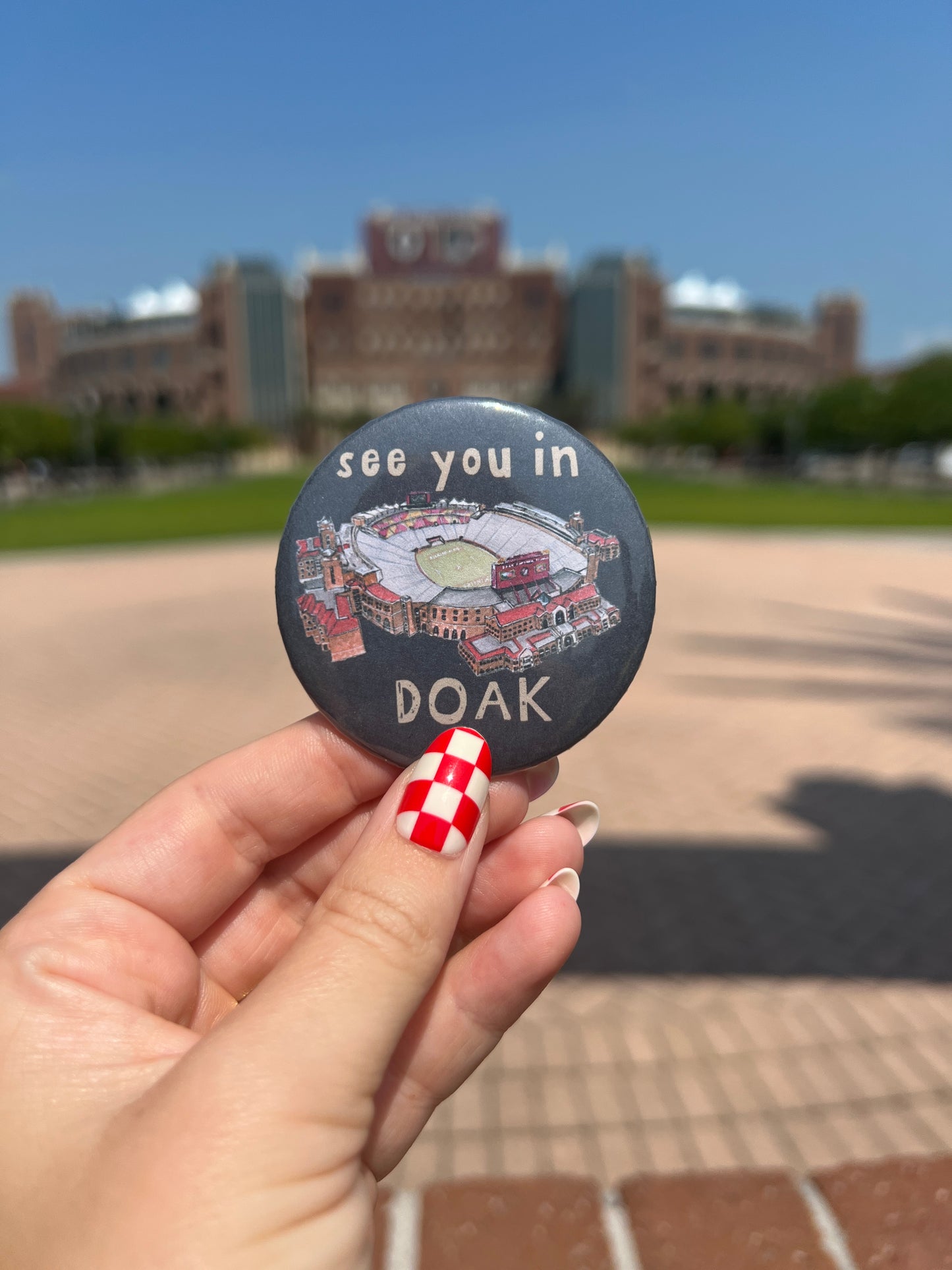 Florida State University “See you in Doak” button