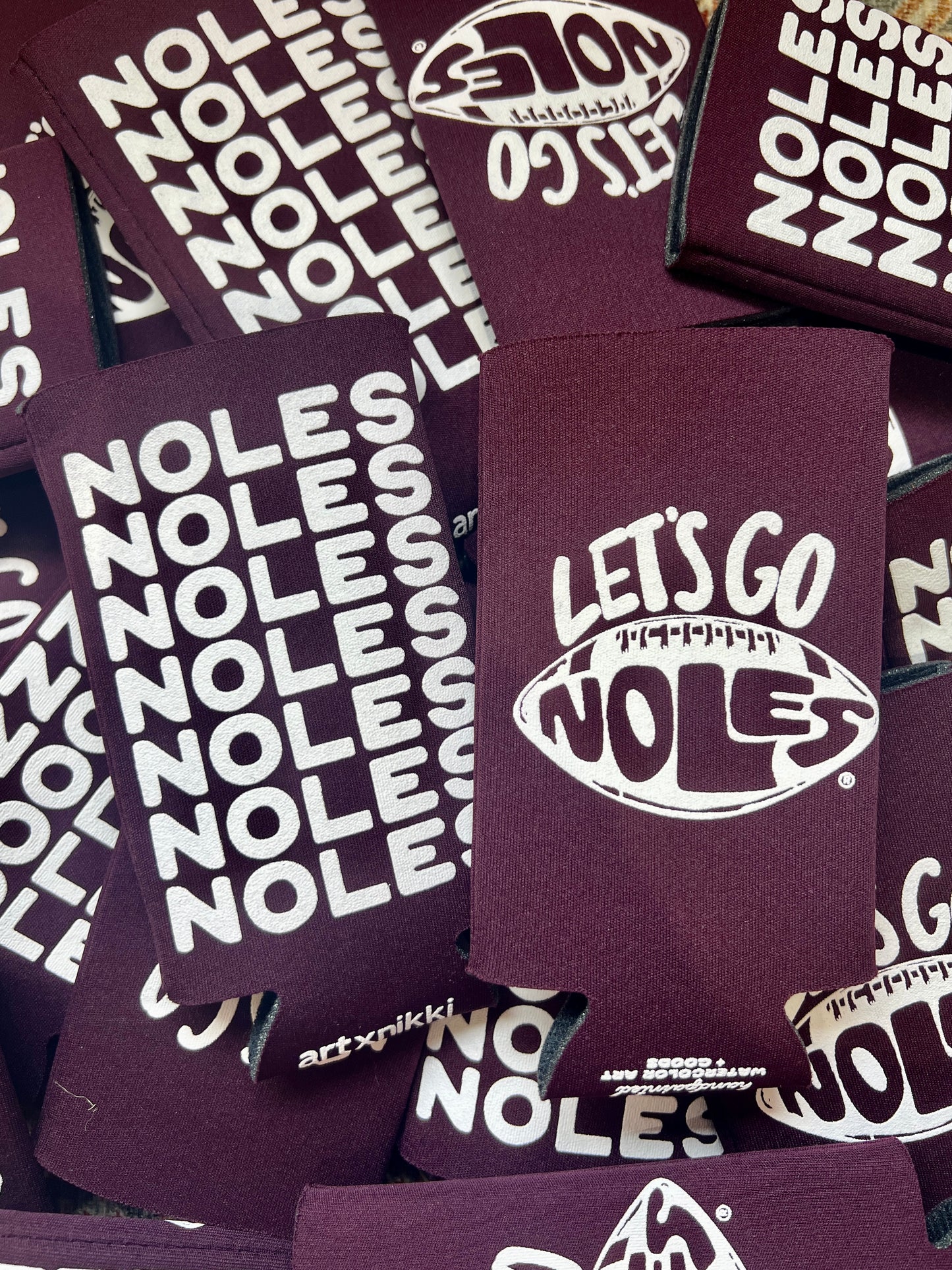 Let's go NOLES logo can cooler