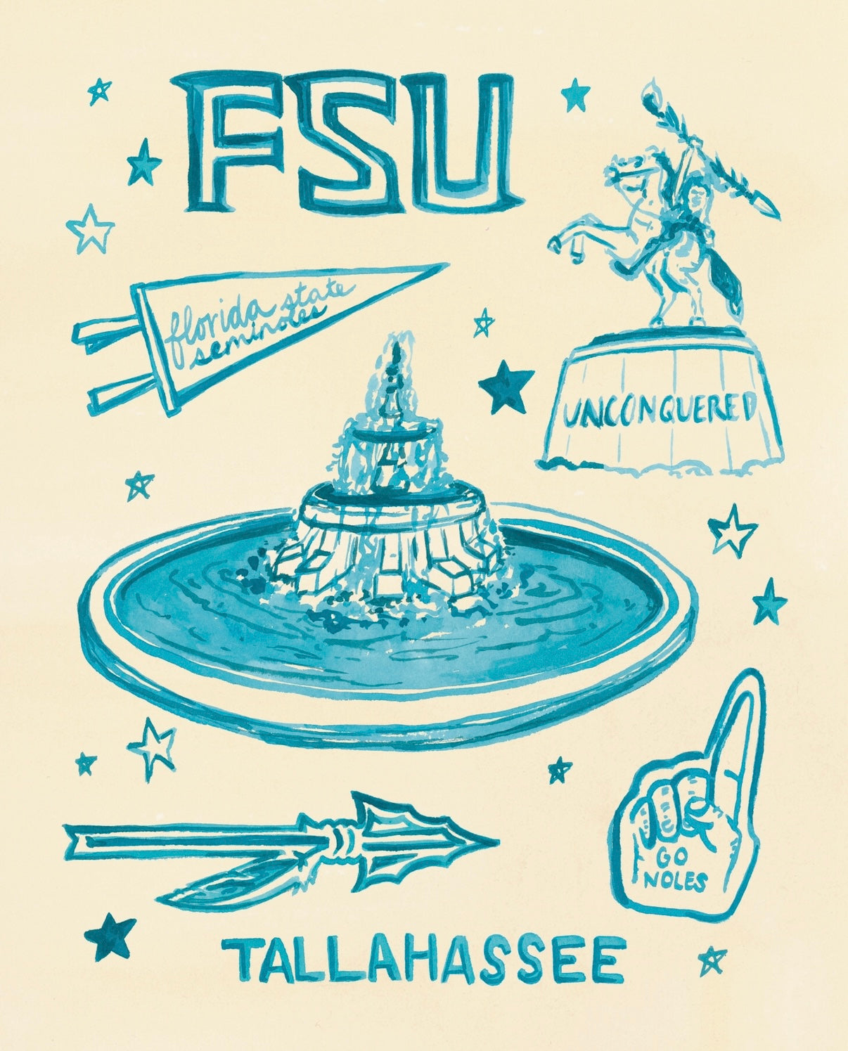 FSU Heritage Turquoise Icons Print