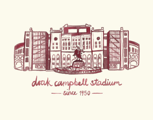 FSU Doak Campbell Stadium Garnet Line Illustration Art Print