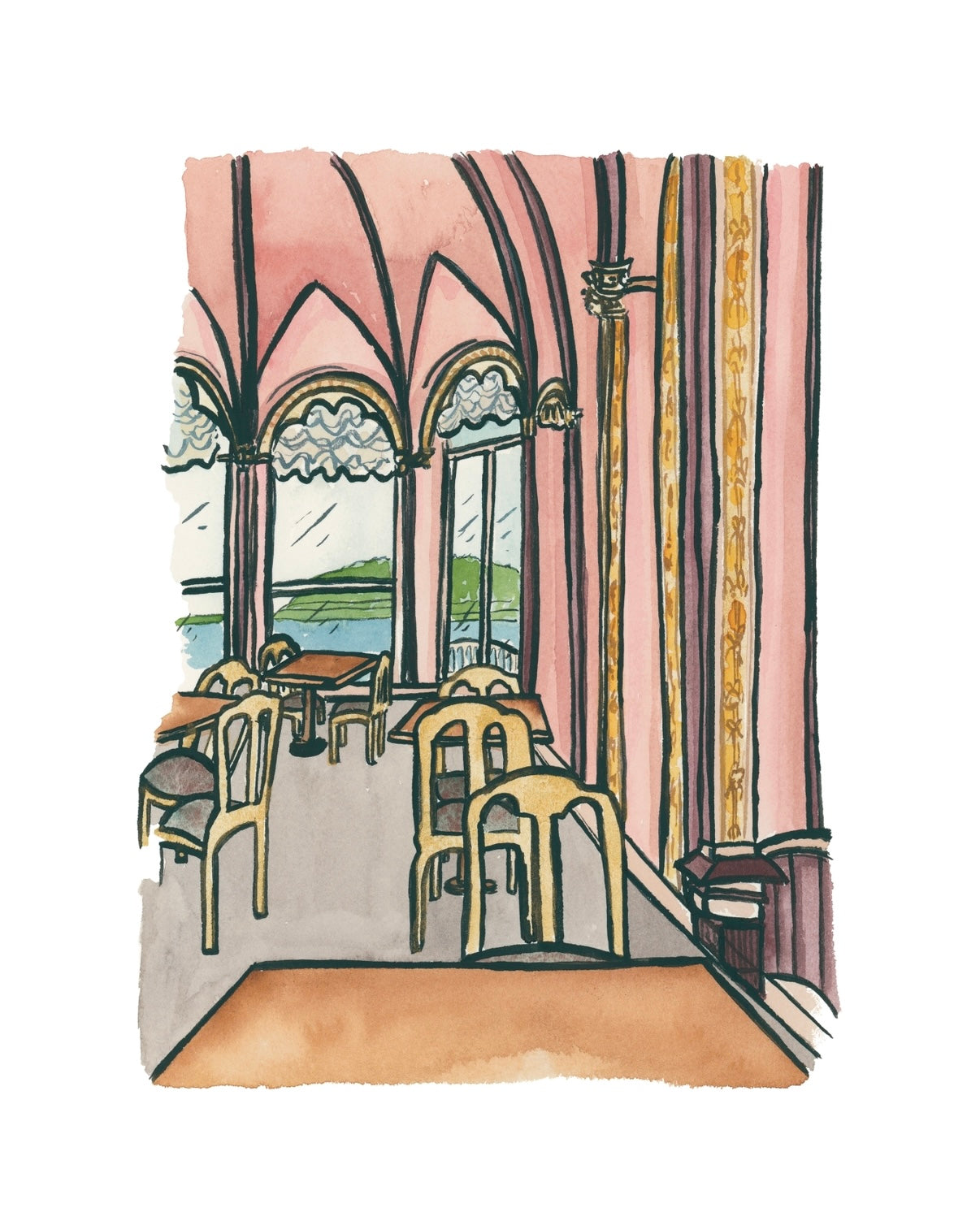 Pink South of France: Café Fine Art Print