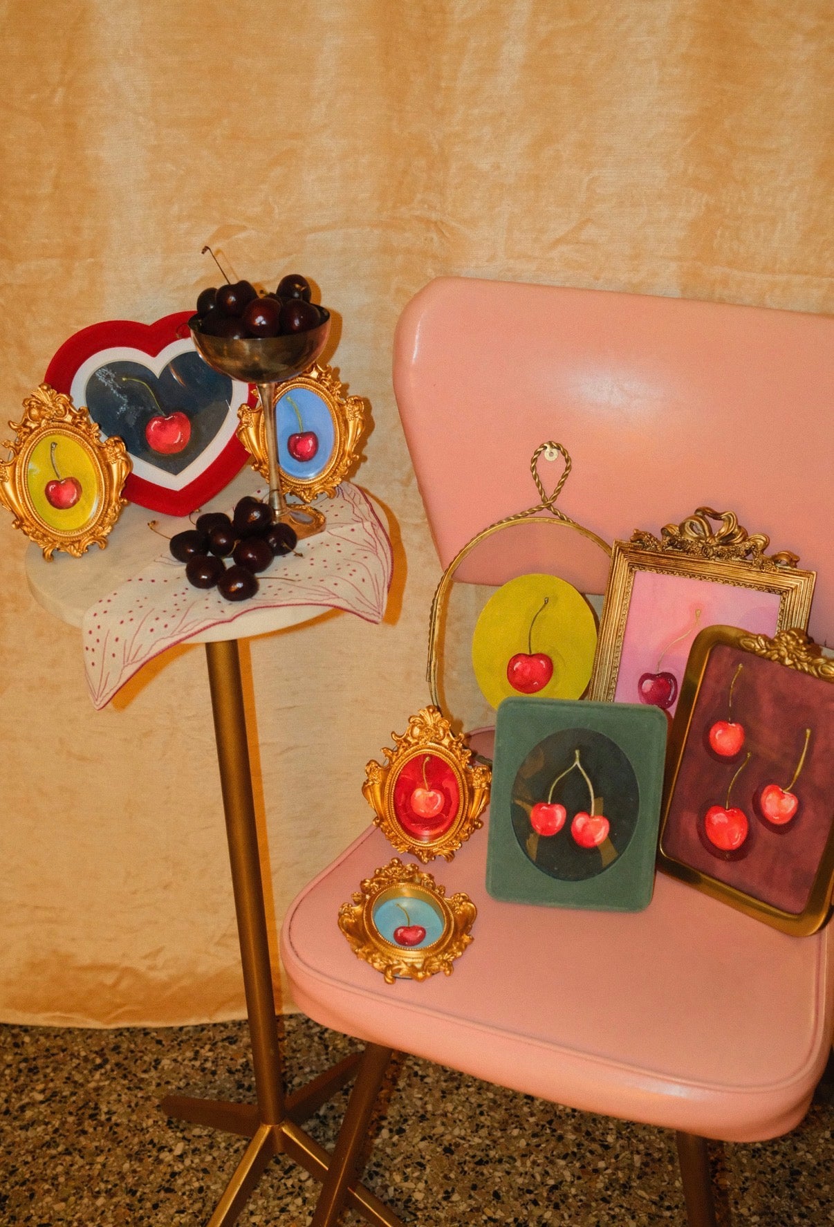 Cherry Studies: Framed Original Watercolor Paintings