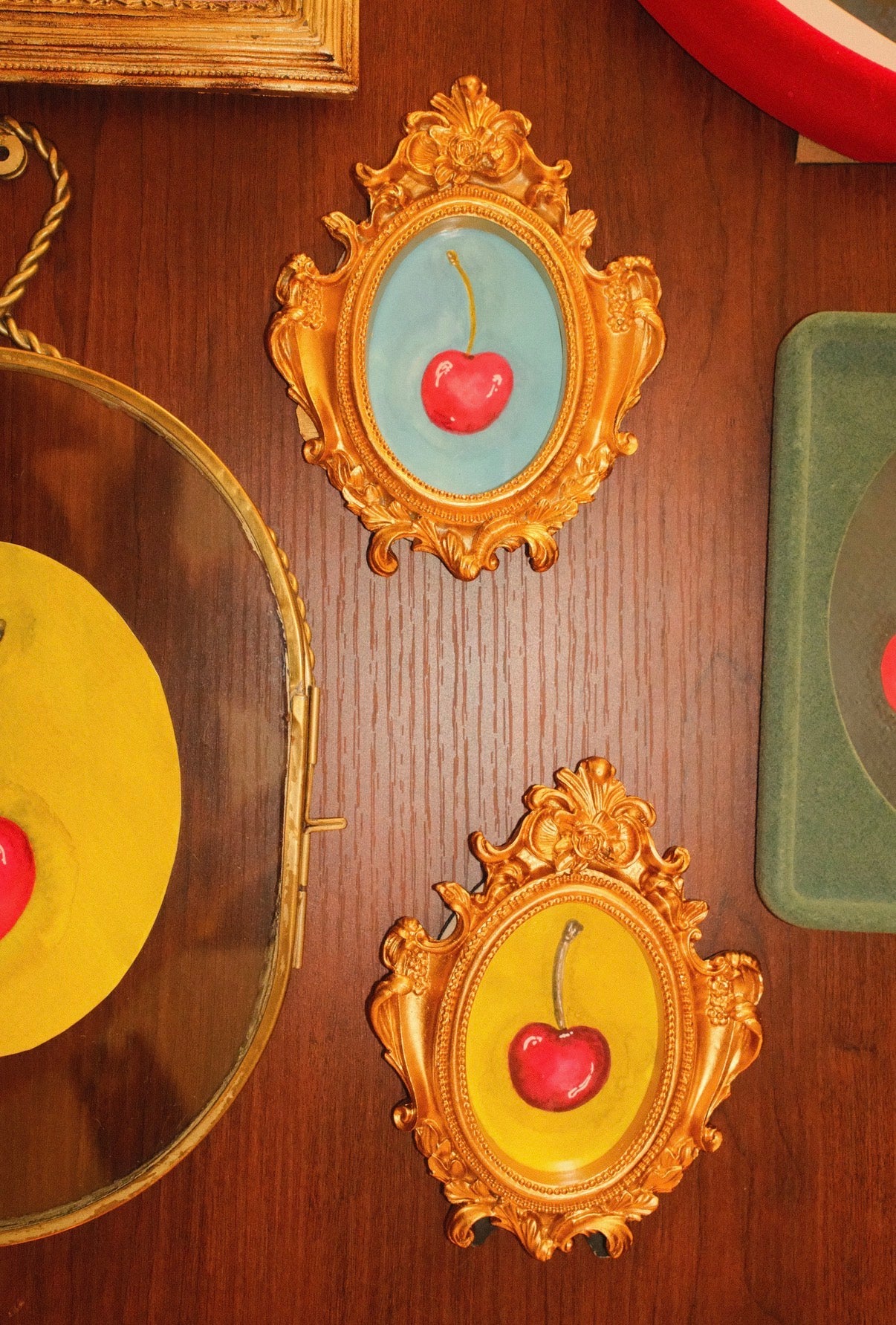 Cherry Studies: Framed Original Watercolor Paintings