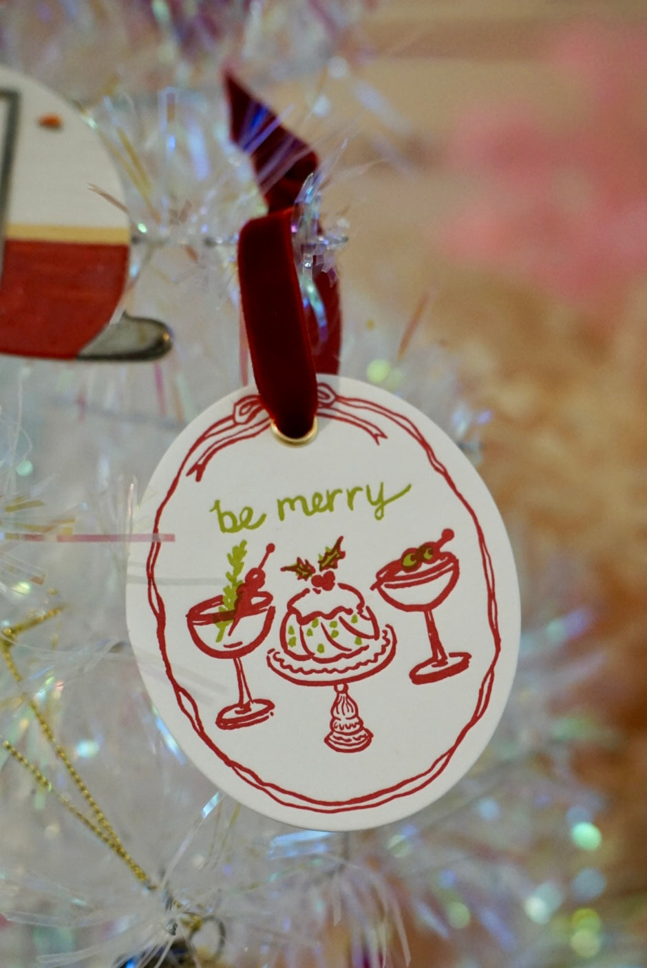 "Be Merry" Letterpress Holiday Ornament / Gift Topper