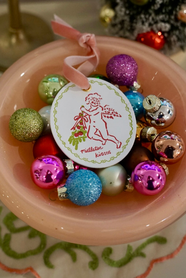 "Mistletoe Kisses" Letterpress Holiday Ornament / Gift Topper