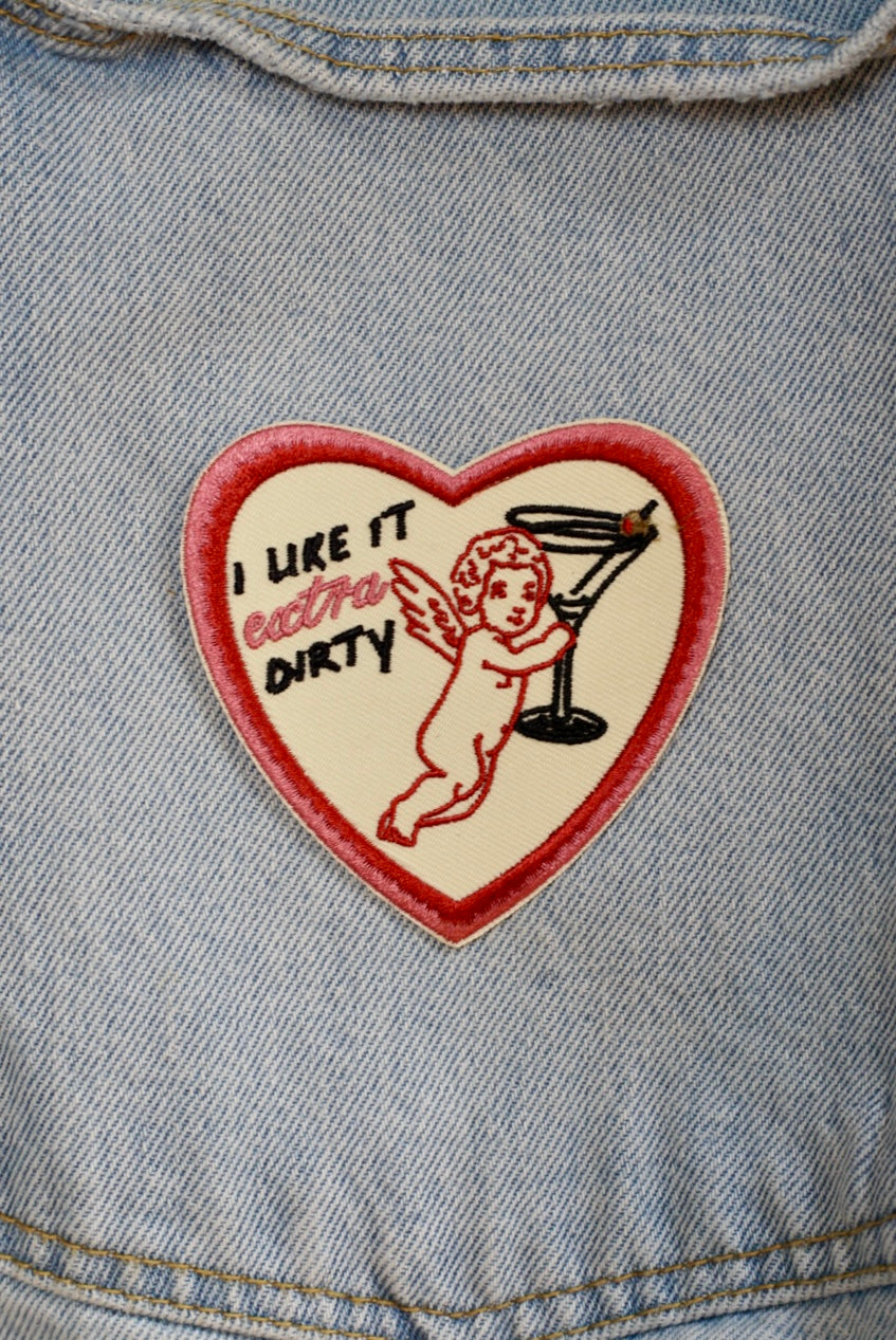 "I like it extra dirty" Cupid + Dirty Martini Iron On Patch
