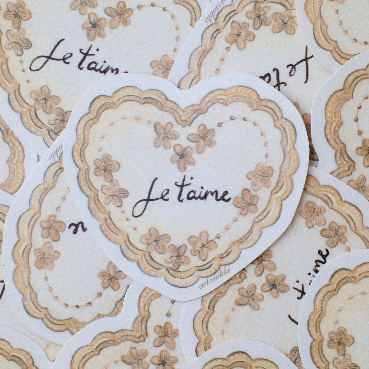 "Je t'aime" Lace Heart Sticker
