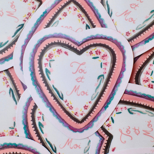 "Toi et Moi" Lace Heart Sticker