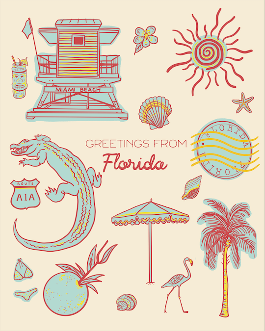 Greetings From Florida collage Print
