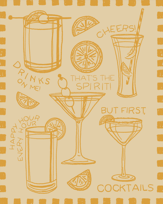 Yellow Cocktails Print