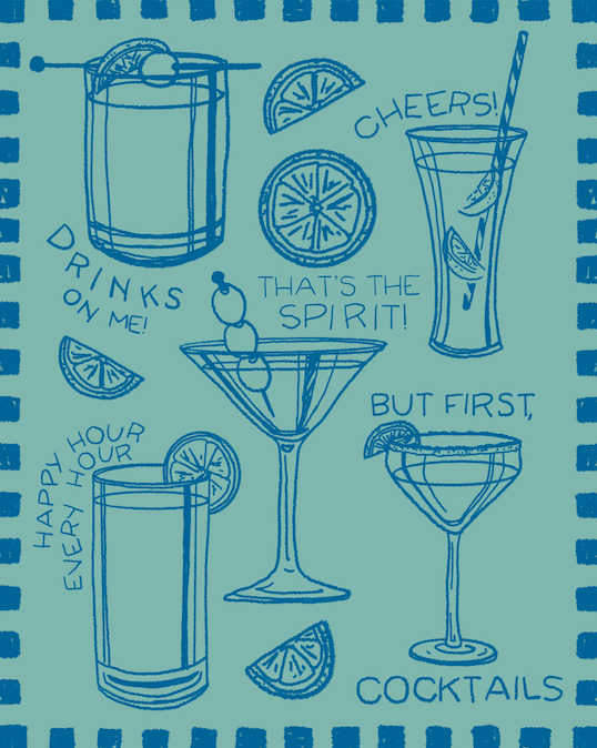 Blue Cocktails Print