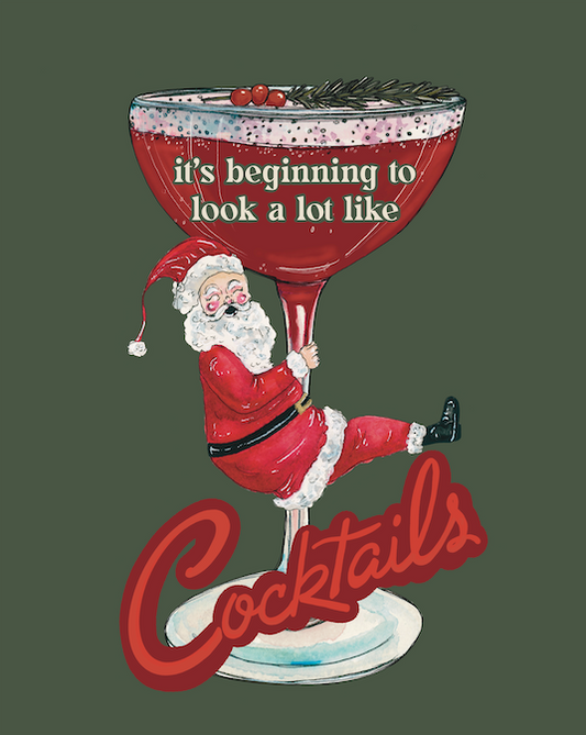 Santa Cocktail Art Print