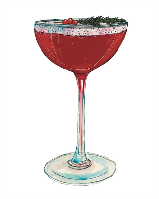 Red Holiday Cocktail Art Print