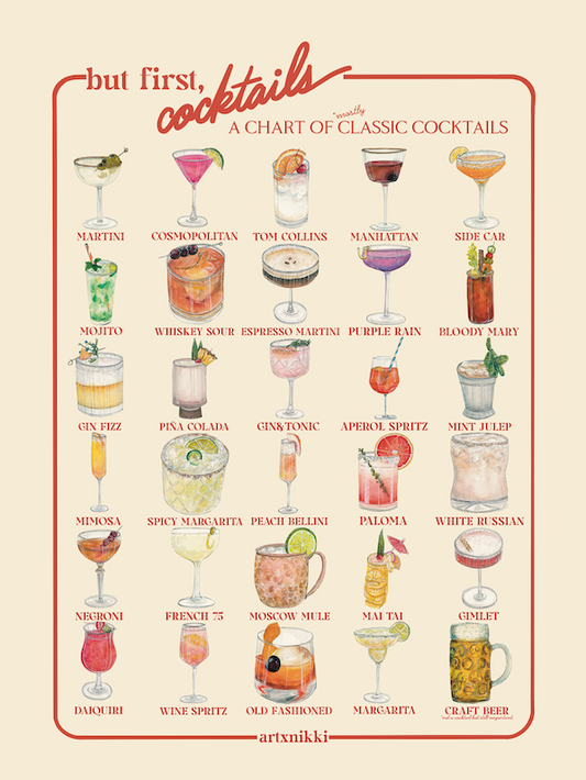 "but first cocktails" Art Poster (18"x24")