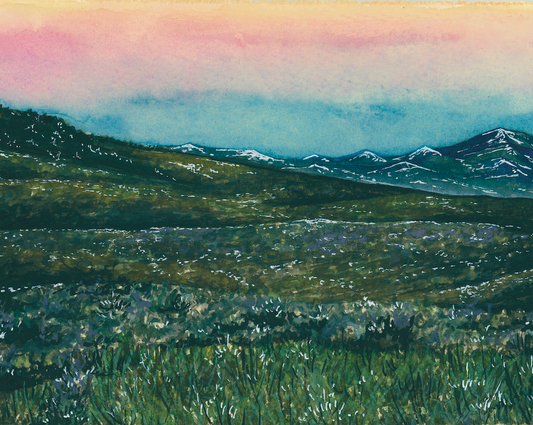 Western Mountain Sunset Landscape Art Print