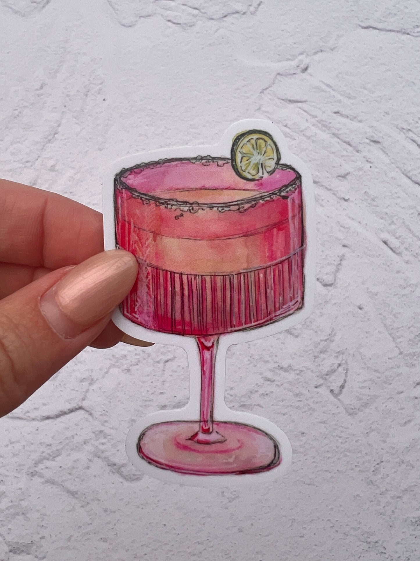 Pink Glass Cocktail Sticker