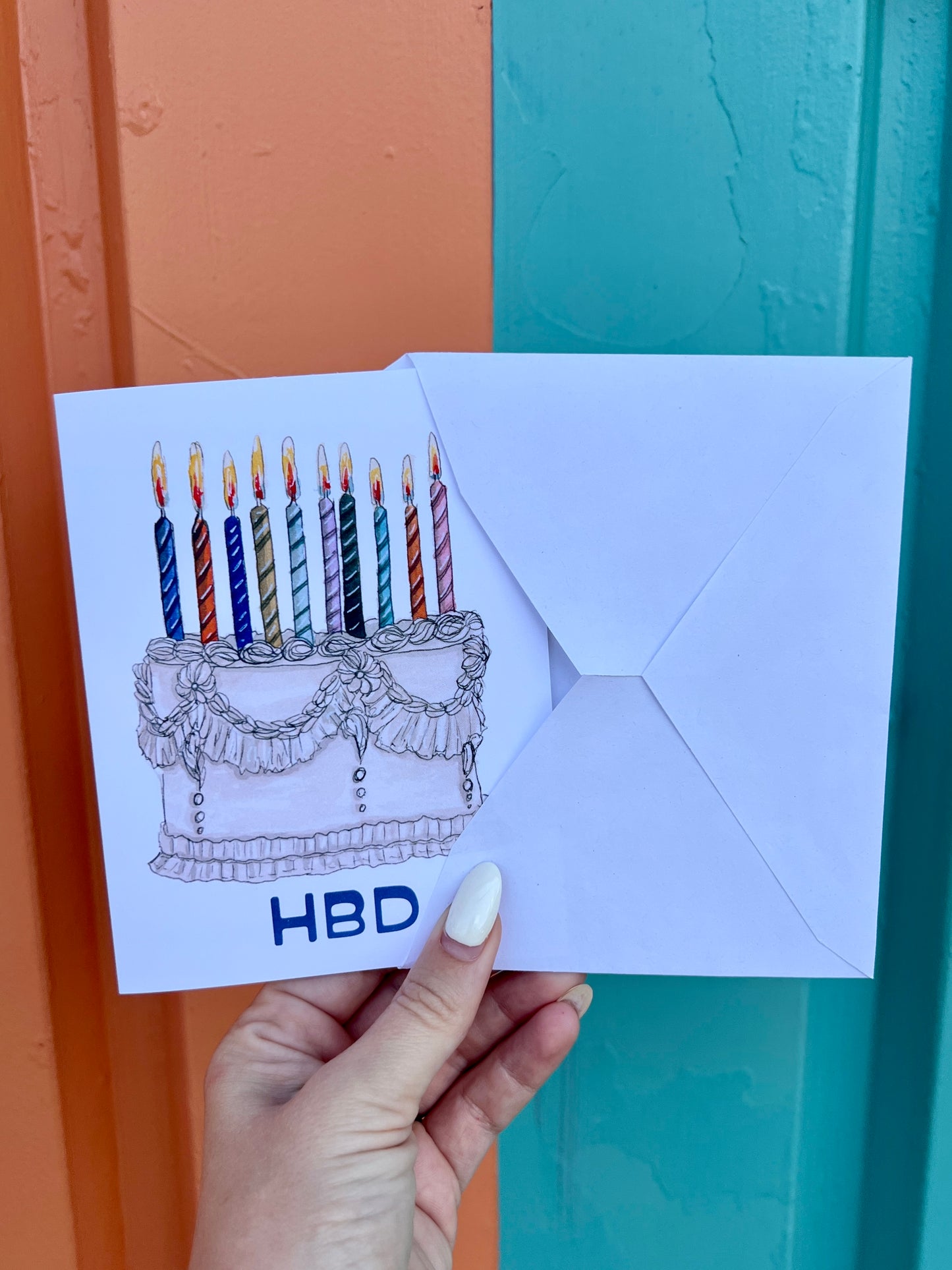 "HBD" Happy Birthday Card + Envelope