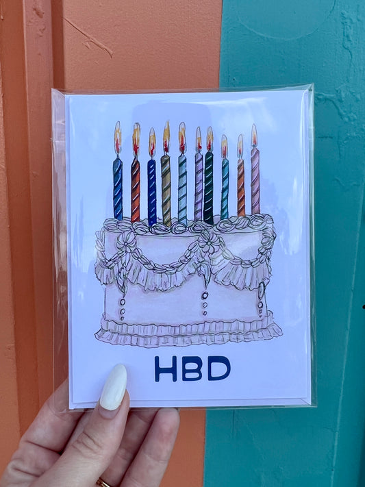 "HBD" Happy Birthday Card + Envelope