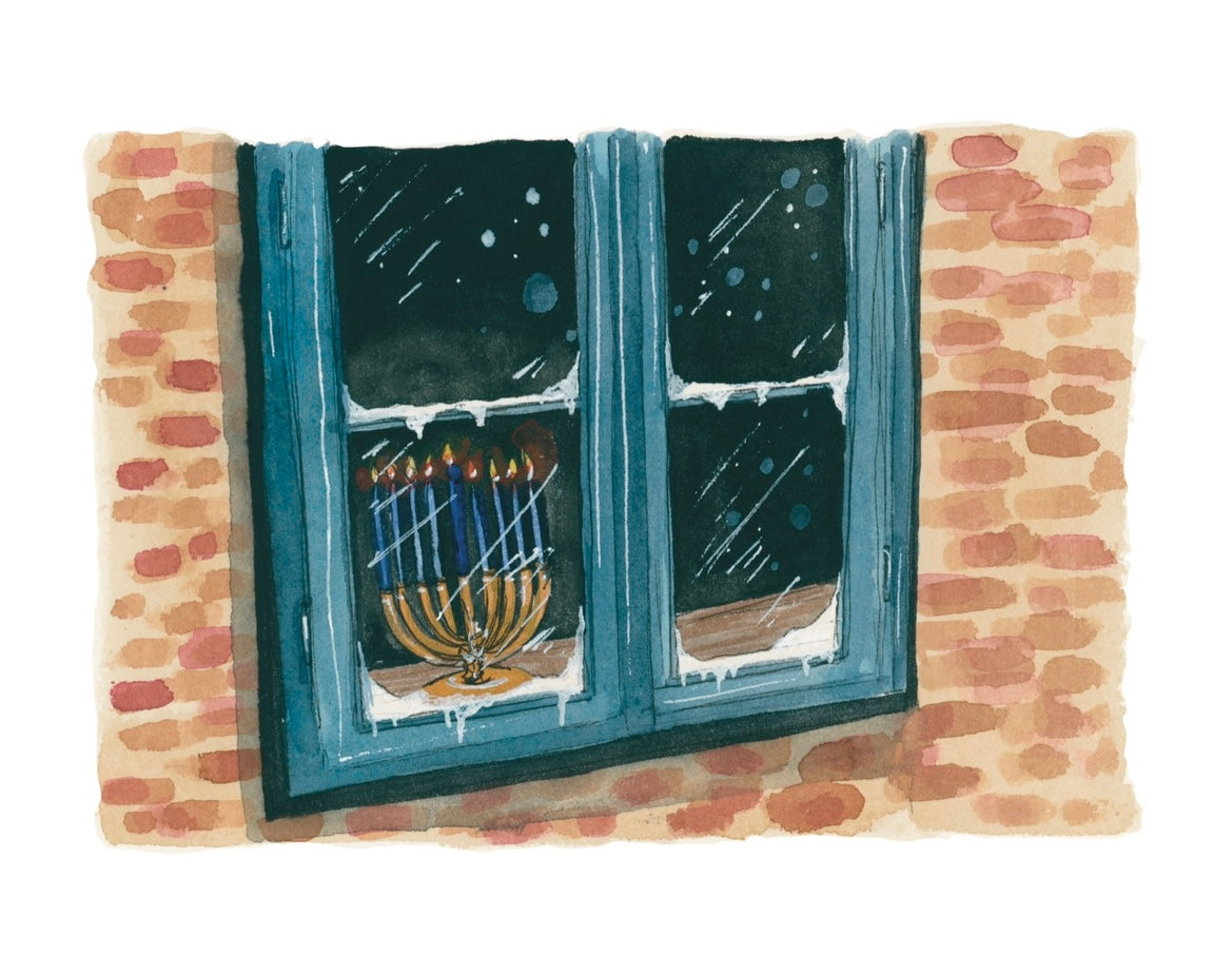 Menorah in a Window Hanukkah Art Print