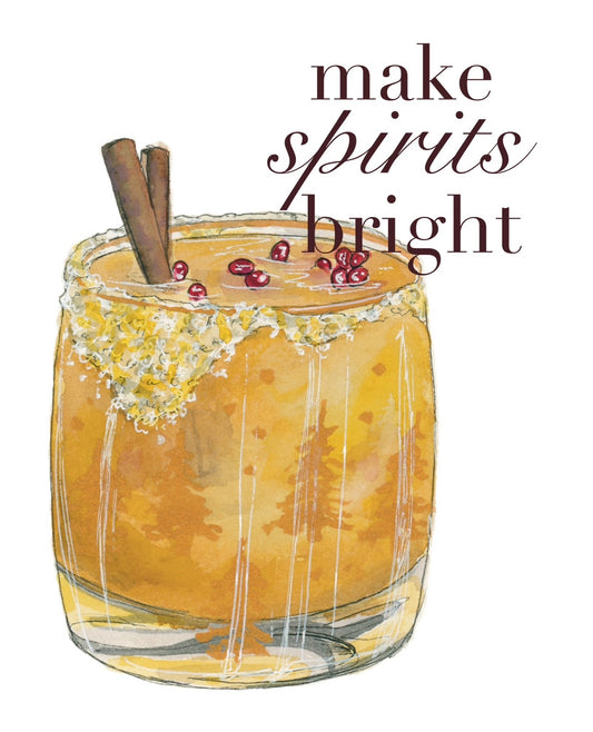 Golden “make spirits bright” Winter Cocktail Art Print