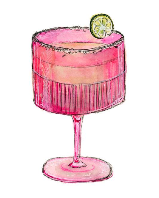 Pink Glass Cocktail Art Print