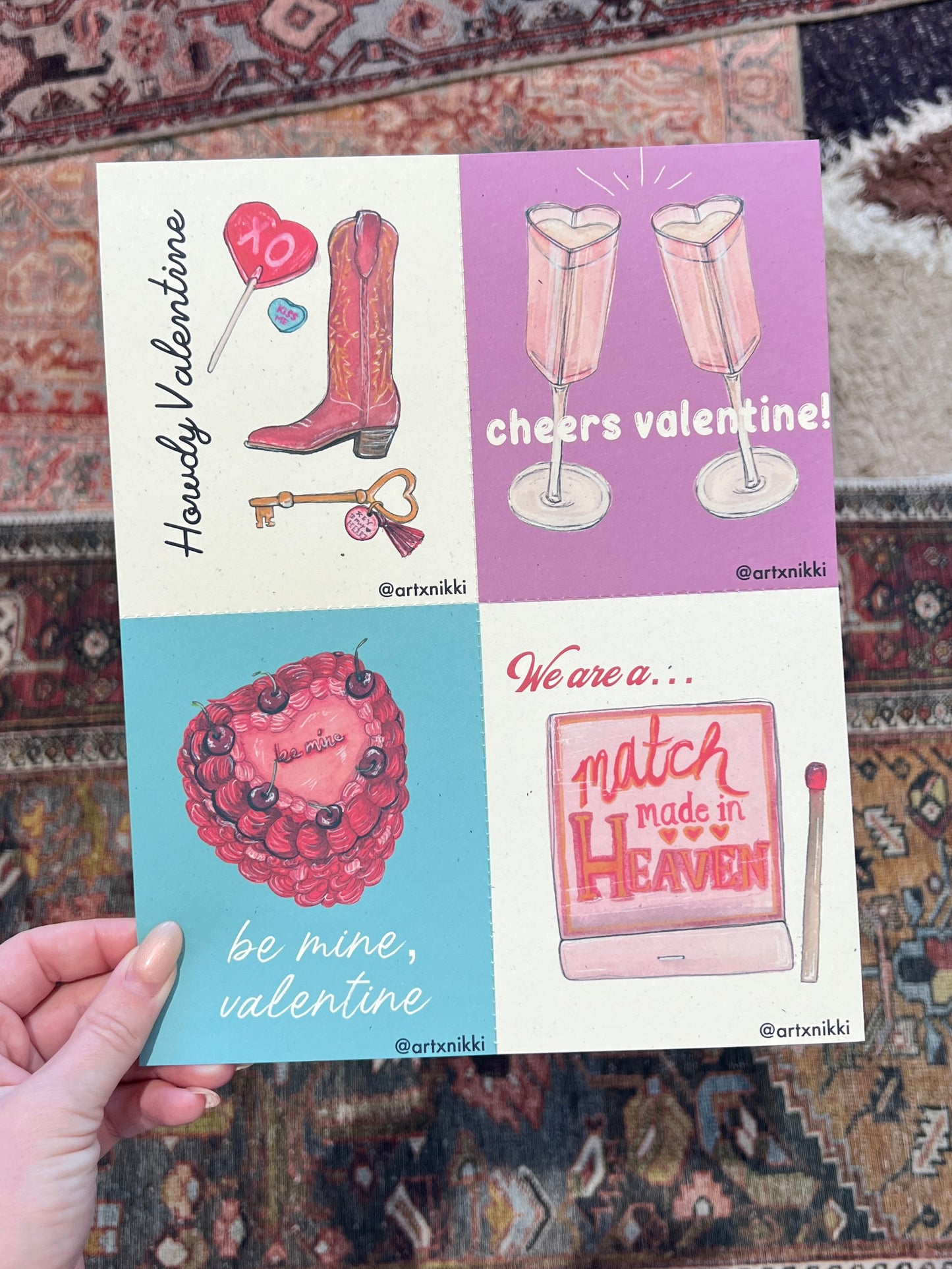 Valentines: (Set of 4) Perforated Valentines to tear and share