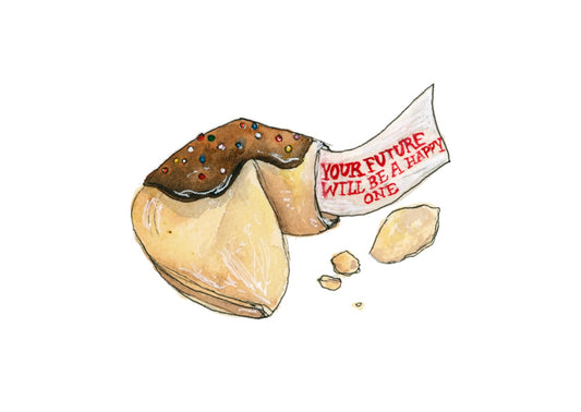 Chocolate Iced Fortune Cookie "your future will be a happy one" Art Print