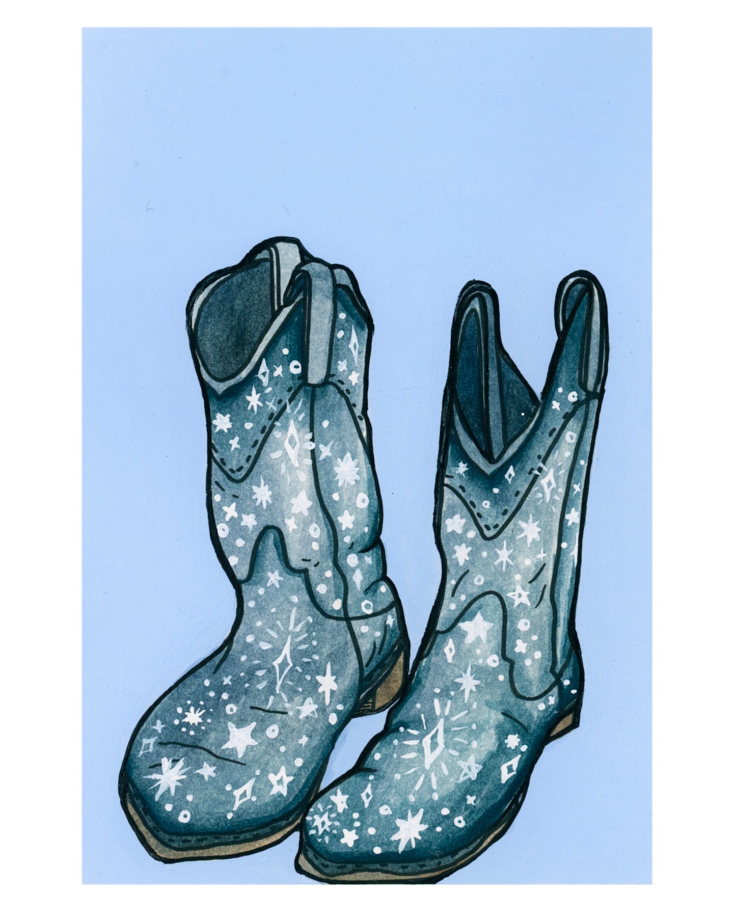 Cosmic Cowboy Boots Art Print