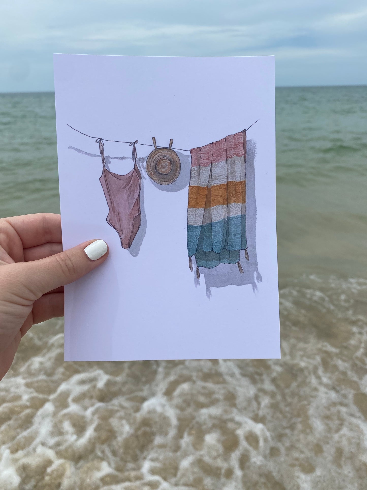 Beach Hanging Laundry Art Print