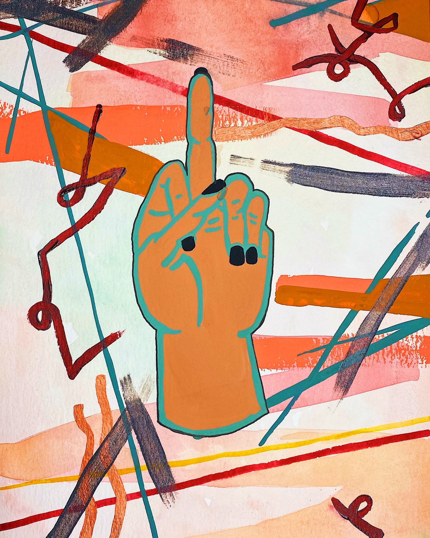 Middle Finger Abstract Art Print