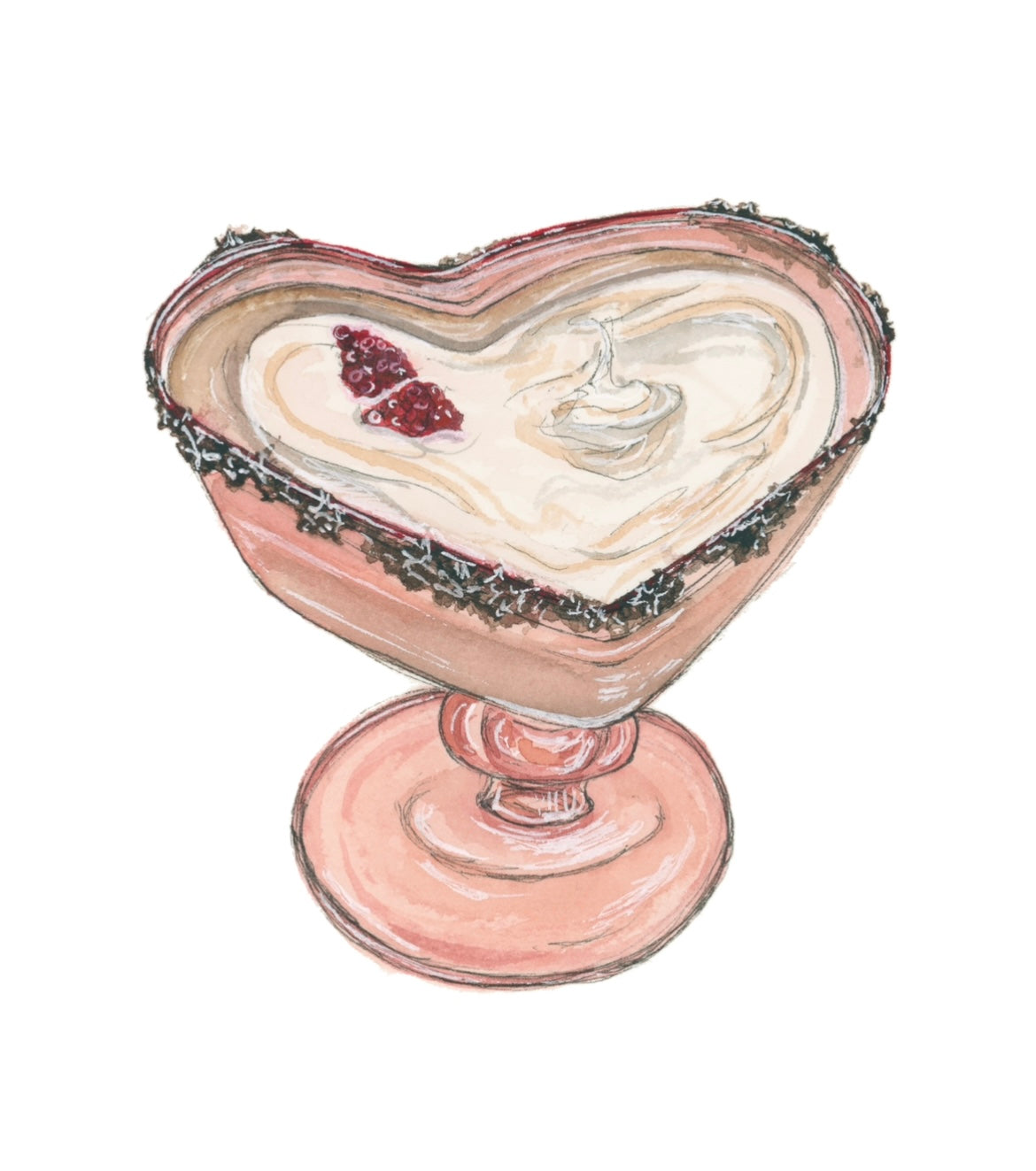 Pink Heart Glass Raspberry Espresso Martini Cocktail Art Print